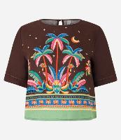 Blusa em Viscolinho com Estampa de Coqueiros - 1