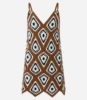 Vestido Curto em Tricô Geométrico Efeito Crochê - 1