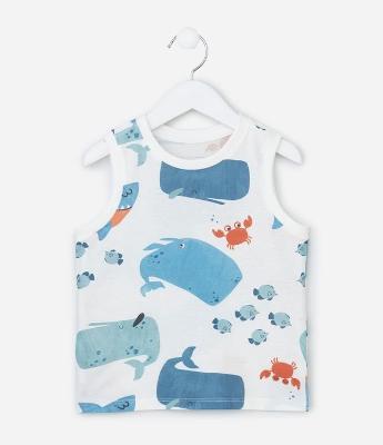 Regata Infantil com Estampa Fundo do Mar - Tam 1 a 6 Anos