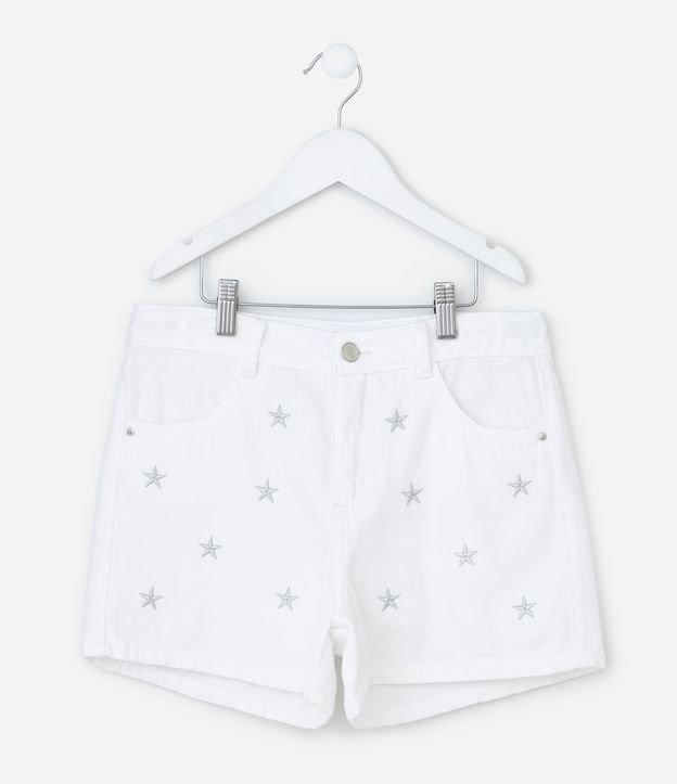 Short Infantil Regular em Jeans com Bordado de Estrelas - Tam 5 a 14 Anos - 1