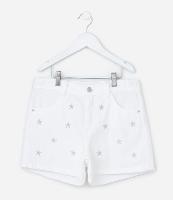 Short Infantil Regular em Jeans com Bordado de Estrelas - Tam 5 a 14 Anos - 1