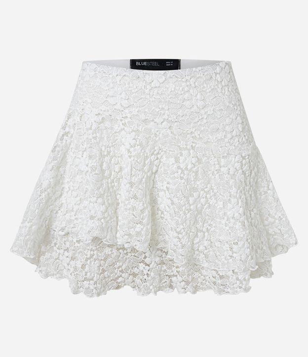 Saia Curta em Renda com Babado Assimétrico - 1