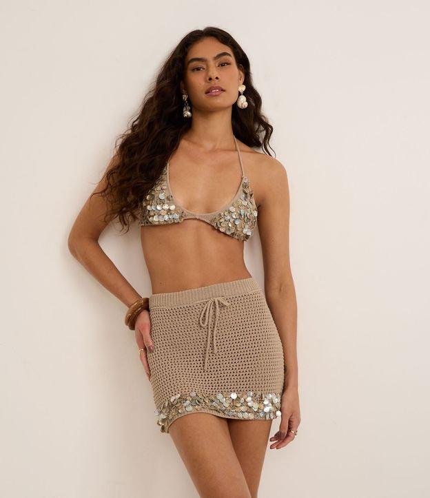 Saída de Praia Saia Curta em Crochê com Medalhas de Madreperola - 3