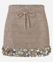 Saída de Praia Saia Curta em Crochê com Medalhas de Madreperola - 1