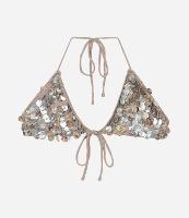 Biquíni Top Triangulo Fixo em Crochê com Medalhas de Madrepérola - 1