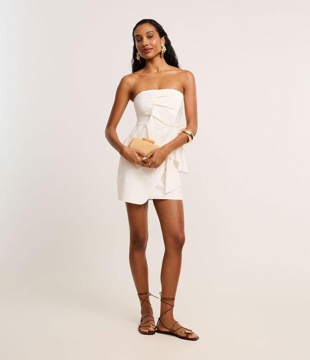 Saia Reta Curta em Viscolinho com Transpasse Recortado - 1