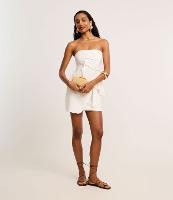 Saia Reta Curta em Viscolinho com Transpasse Recortado - 1