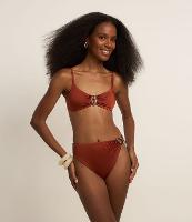 Biquíni Calcinha Hot Pants em Microfibra Brilhante com Aviamento Metalizado - 1