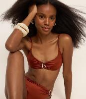 Biquíni Top Triangulo Fixo em Microfibra Brilhante com Aviamento de Metal - 1