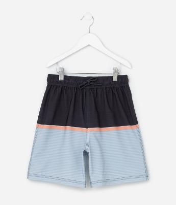 Bermuda de Banho Infantil Com Bloco de Cor - Tam 5 a 14 Anos