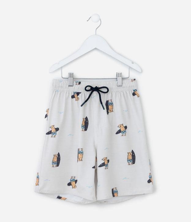 Bermuda Infantil em Microfibra com Mini Ícones de Capivara - Tam 5 a 14 Anos - 1
