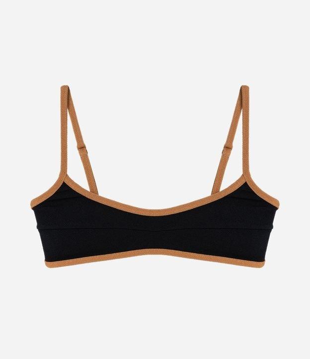Biquini Top Camisetinha em Microfibra Texturizada com Viés Contrastante - 1
