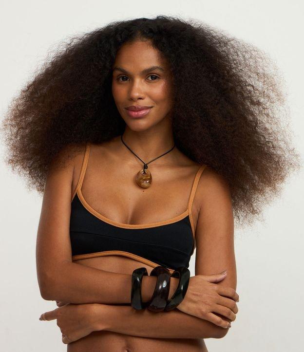 Biquini Top Camisetinha em Microfibra Texturizada com Viés Contrastante - 2