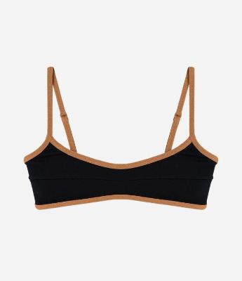 Biquini Top Camisetinha em Microfibra Texturizada com Viés Contrastante