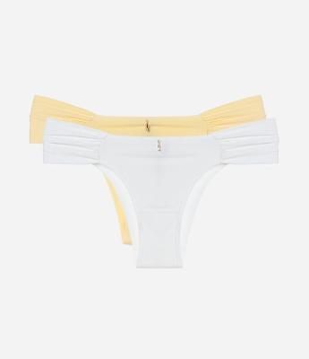 Kit 02 Calcinhas Biquíni Lateral Drapeada em Microfibra