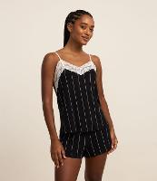 Pijama Short Doll em Viscose com Estampa Listrada e Rendinha - 2