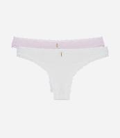 Kit 02 Calcinhas Biquíni Fio em Algodão com Rendinha - 1