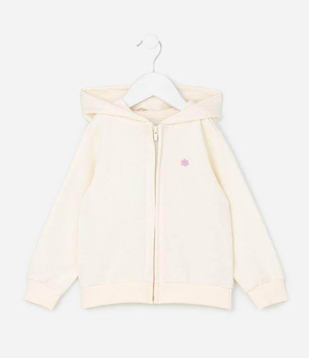 Jaqueta Infantil em Moletom com Bordado de Flor - Tam 1 a 6 Anos - 1