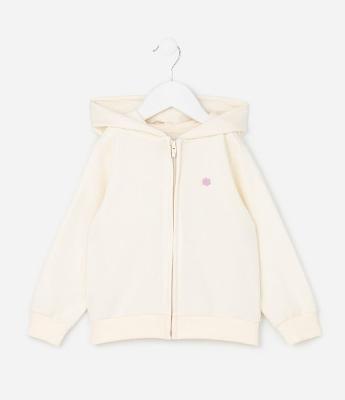 Jaqueta Infantil em Moletom com Bordado de Flor - Tam 1 a 6 Anos