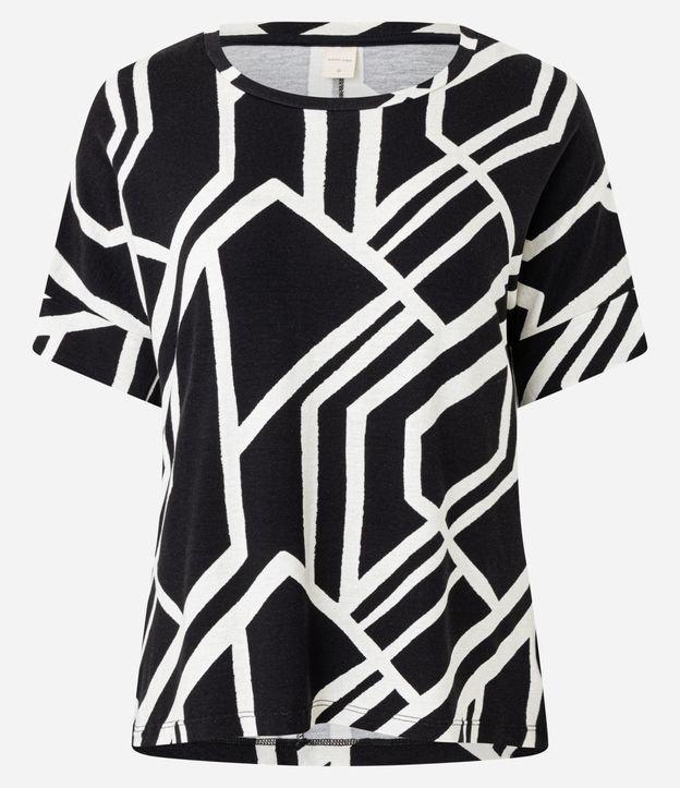 Blusa em Viscolycra com Gola Redonda e Estampa Geométrica - 1