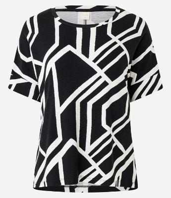 Blusa em Viscolycra com Gola Redonda e Estampa Geométrica