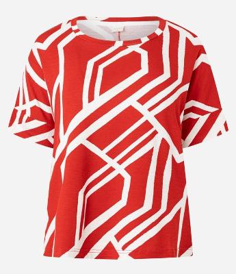 Blusa em Viscolycra com Gola Redonda e Estampa Geométrica