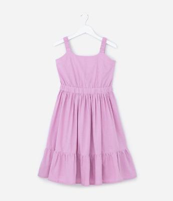 Vestido Infantil em Tricoline com Laço nas Costas - Tam 5 a 14 Anos