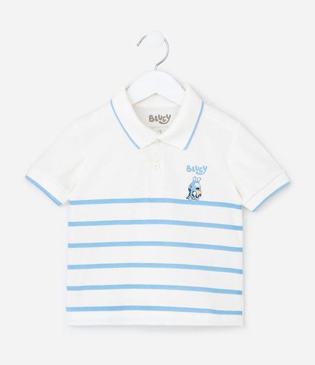 Camiseta Polo Infantil em Piquet com Estampa de Listras Bluey - Tam 2 a 6 Anos - 1