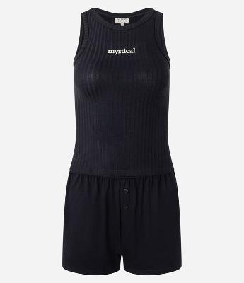 Pijama Short Doll em Ribana com Regata Bordada Mystical