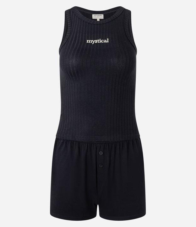 Pijama Short Doll em Ribana com Regata Bordada Mystical - 1