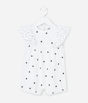 Macaquinho Infantil em Algodão com Estampa Poá - Tam 0 a 18 meses