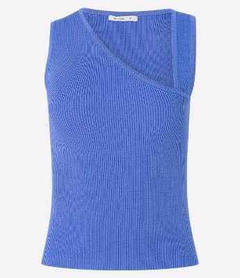 Blusa Canelada em Tricô com Decote Assimétrico