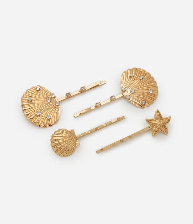 Kit 04 Presilhas de Cabelo em Metal Formatos de Conchas e Estrela do Mar - 1