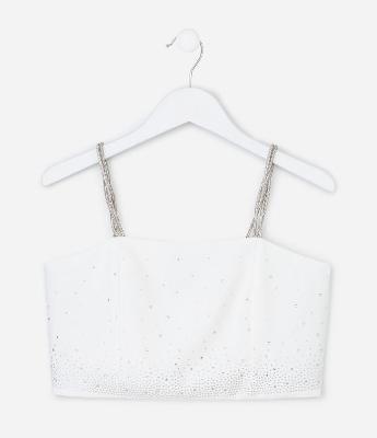 Top infantil com Alça de Brilhos Alfaiatado - Tam 5 a 14 Anos