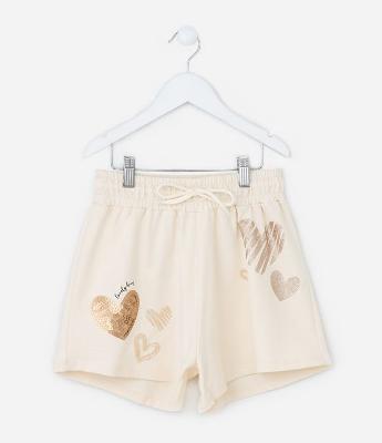 Short Infantil com Estampa de Corações - Tam 5 a 14 Anos