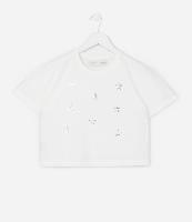 Camiseta Curta Infantil com Bordado Estrelas em Paetês - Tam 5 a 14 Anos - 1