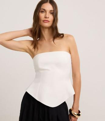 Blusa Peplum Sem Alça com Corte Alfaiatado