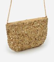 Bolsa Transversal Pequena em Paetês e Miçangas e Alça de Corrente - 1