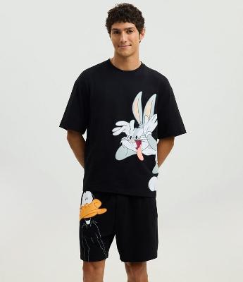 Pijama Boxy em Algodão com Estampa Looney Tunes