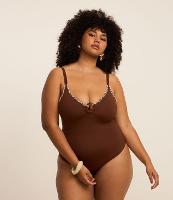 Maiô Triângulo em Microfibra com Crochê Contrastante e Anel de Resina Curve & Plus Size - 1