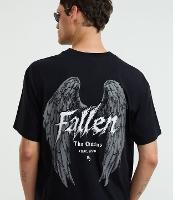 Camiseta Boxy em Algodão com Estampa de Asas e Lettering Fallen - 1