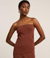 Blusa Slim Texturizada e Sem Alça com Barra Assimétrica - 1