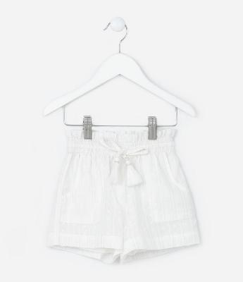 Short Infantil em Tricoline Texturizado com Amarração e Tassel - Tam 1 a 6 Anos
