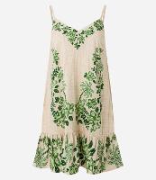 Vestido Evasê Curto em Viscose com Estampa Folhagem - 1