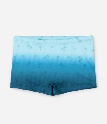 Sunga Boxer Infantil com Estampa Degradê e Coqueiros - Tam 5 a 14 Anos