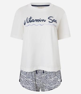 Pijama Short Doll em Alhodão com Short Estampado Vitamin Sea