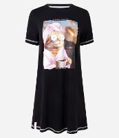 Camisola Curta em Viscose com Estampa de Gatinho Pleno - 1