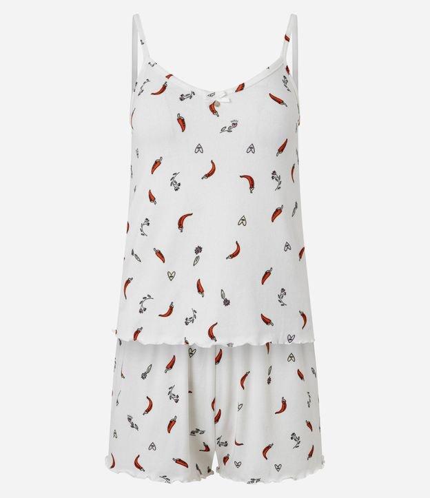 Pijama Short Doll em Tricô Leve com Estampa de Pimentinhas - 1
