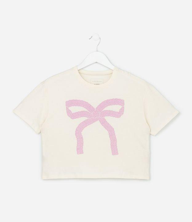 Camiseta Infantil Boxy com Estampa de Laço - Tam 5 a 14 Anos - 1