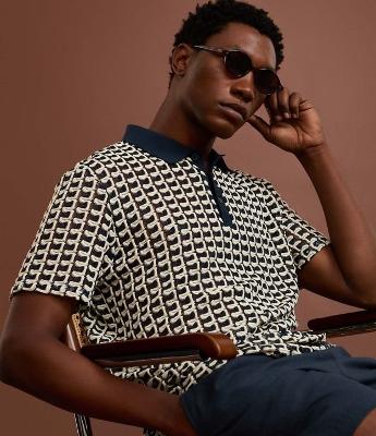 Camisa Polo Comfort em Jacquard com Textura Ondulada